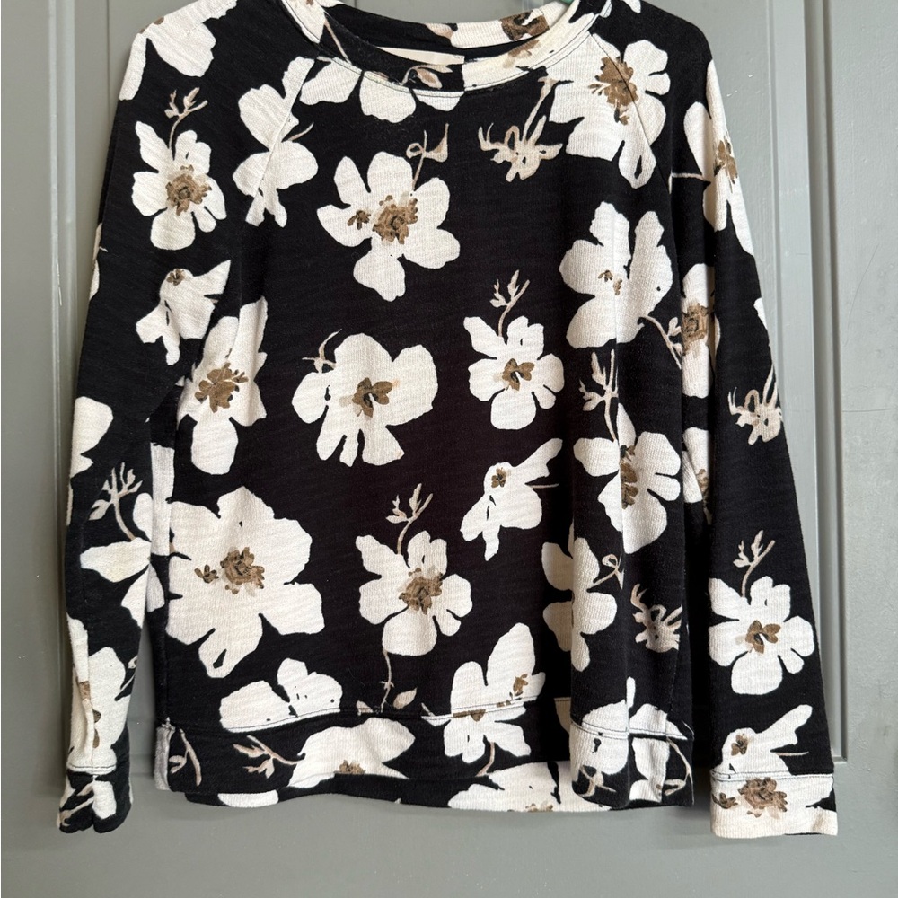 LOFT Cream and Black Knit Sweater